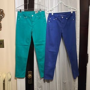 SOLD! JCP skinny ankle stretch jeans. Green are NWT and blue are lightly worn.